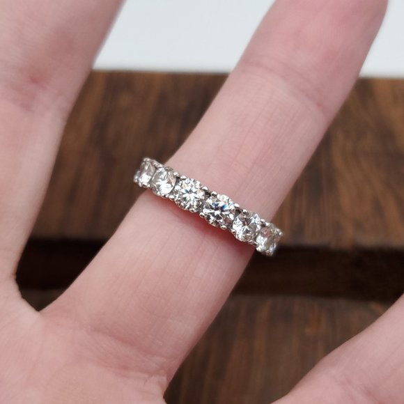 Size 6 925 Sterling Silver 4.5 Carats Of Moissanite Diamonds Ring - Picture 4 of 9